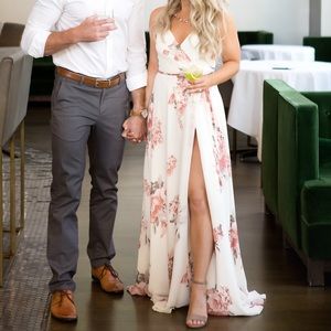 Lulu's Floral Maxi Dress in White and Pink